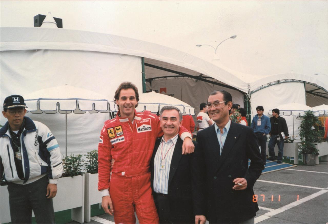 Gerhard Berger with Attilio Camozzi at F1 event