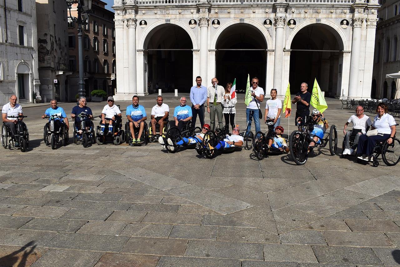 Handbike event in Piazza Loggia, Brescia